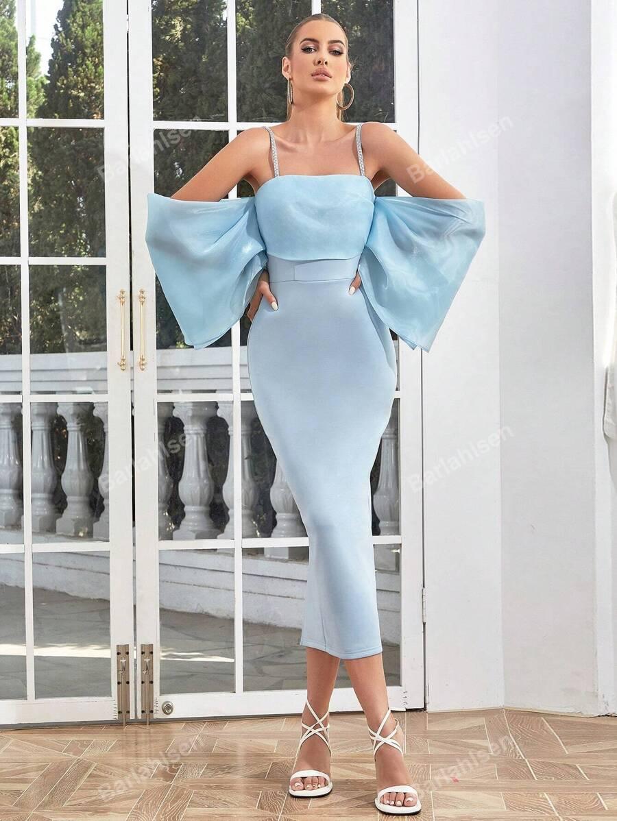 SHEIN NIEBIESKA SUKIENKA ZDOBIENIE PK01__S
