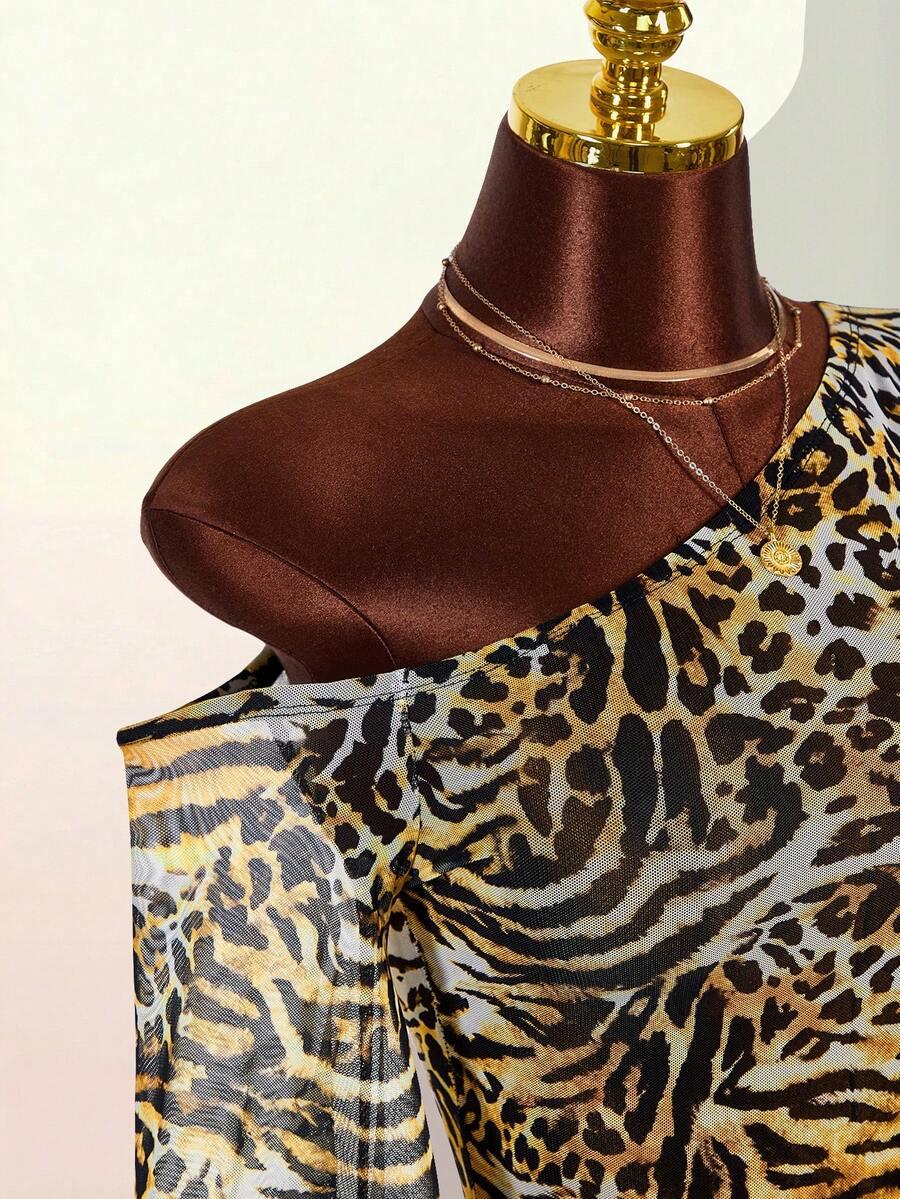 AMPLOVA BLUZKA SIATECZKA ANIMAL PRINT FALBANA PK01__M