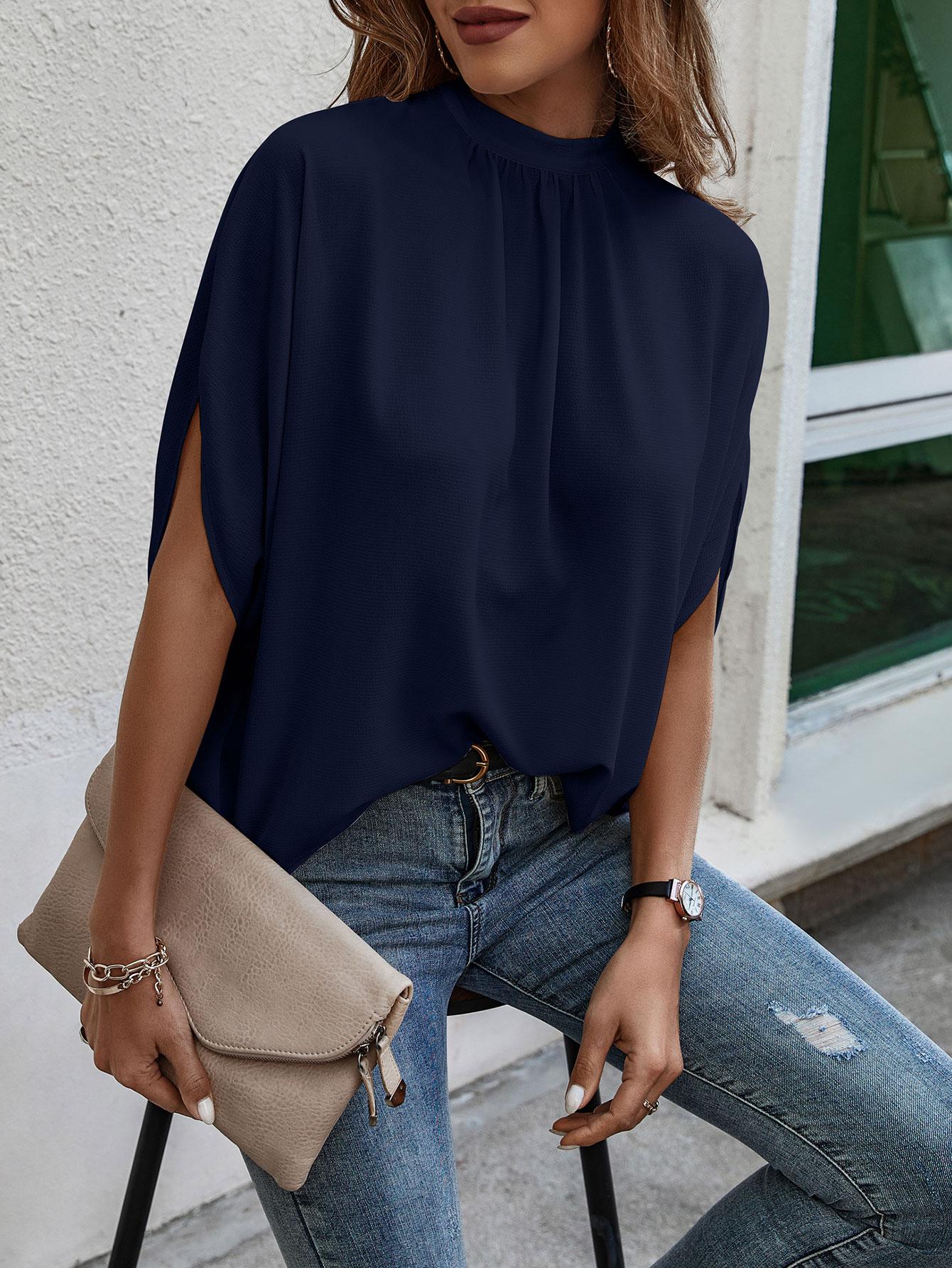 SHEIN GRANATOWA LUŹNA BLUZKA S06__XL