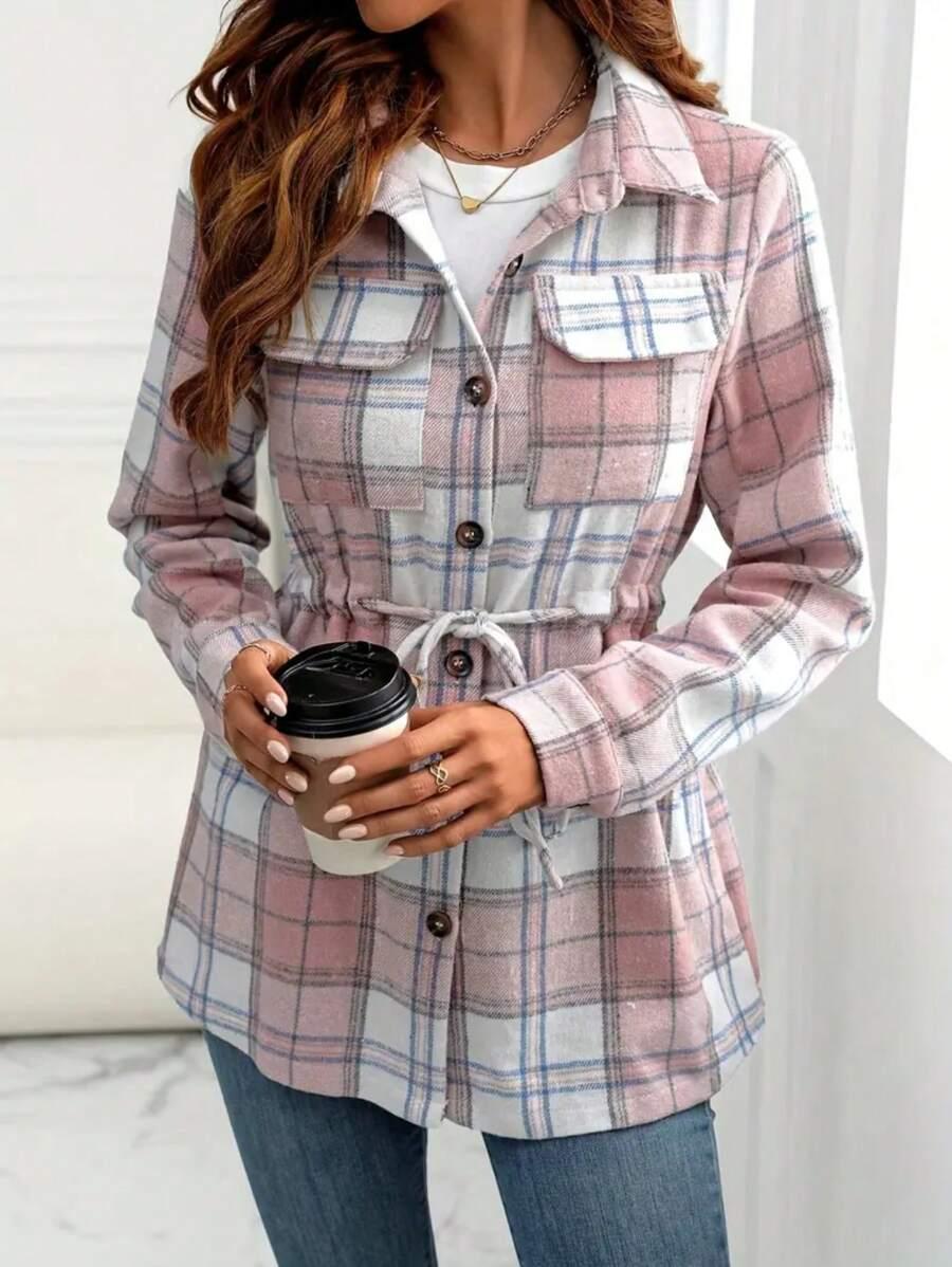 SHEIN KURTKA WZÓR KRATKA W01__L