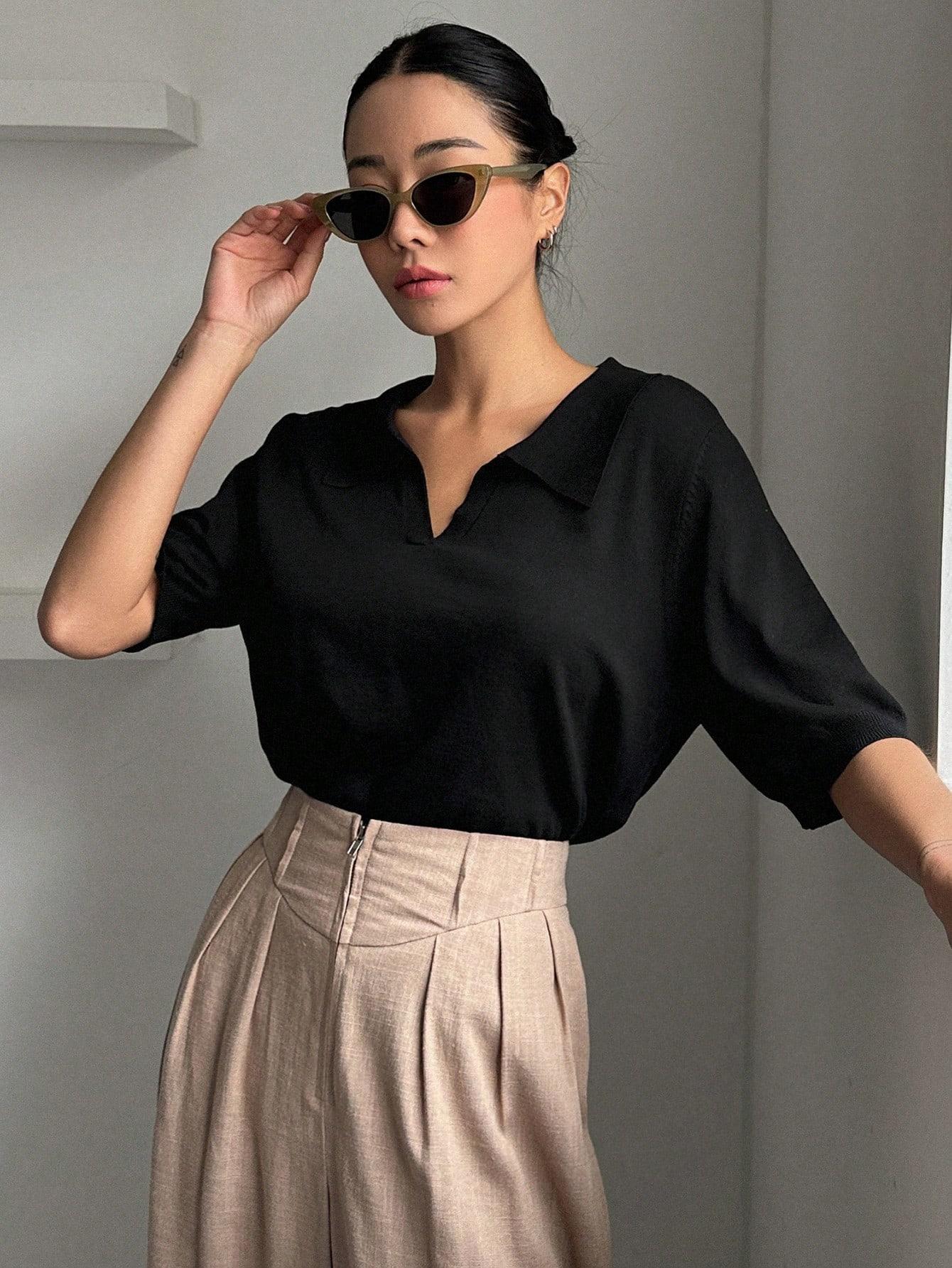 DAZY CZARNY TOP DZIANINA S06__M