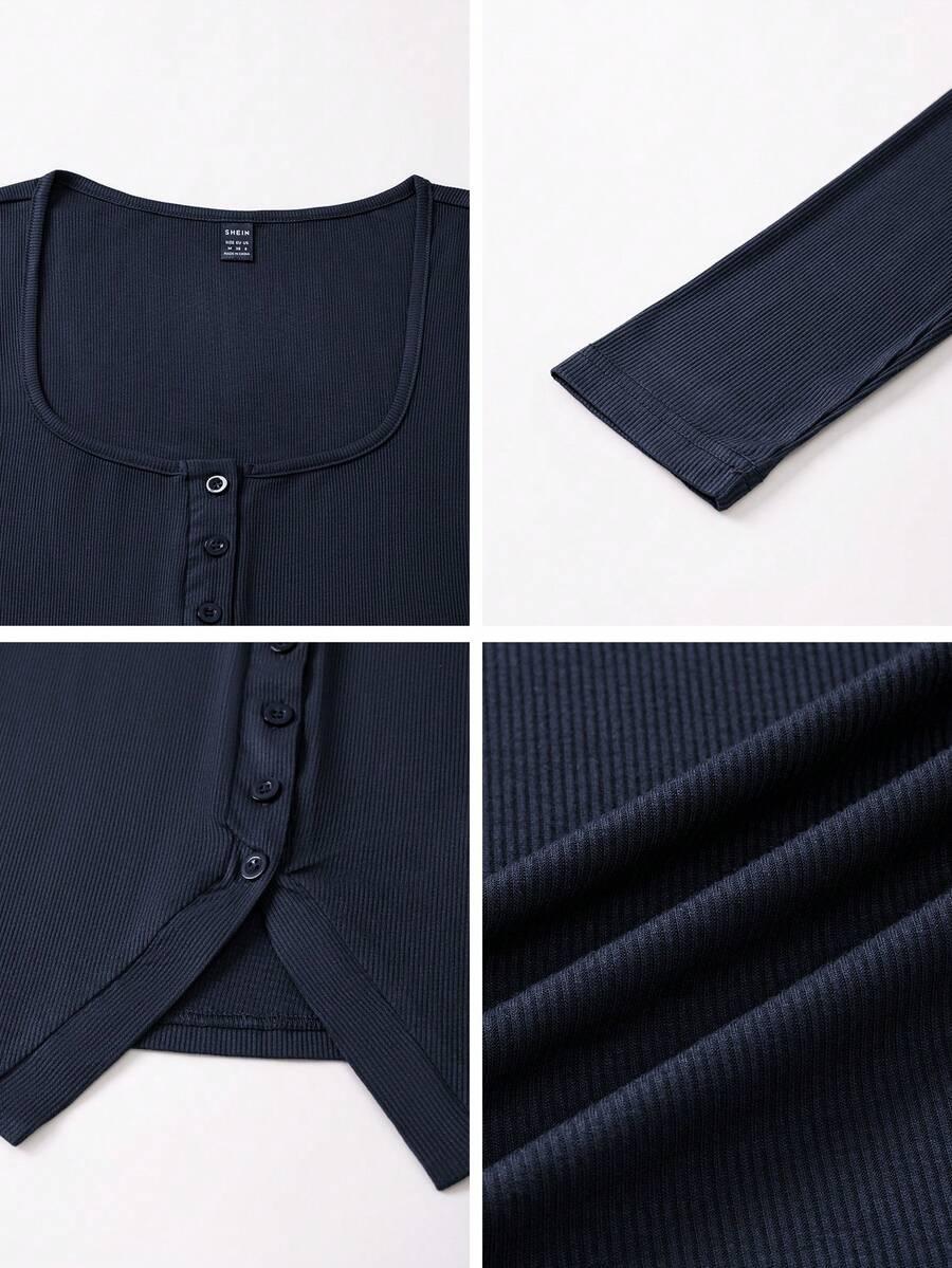 SHEIN GRANATOWA BLUZKA GUZIKI S06__XS