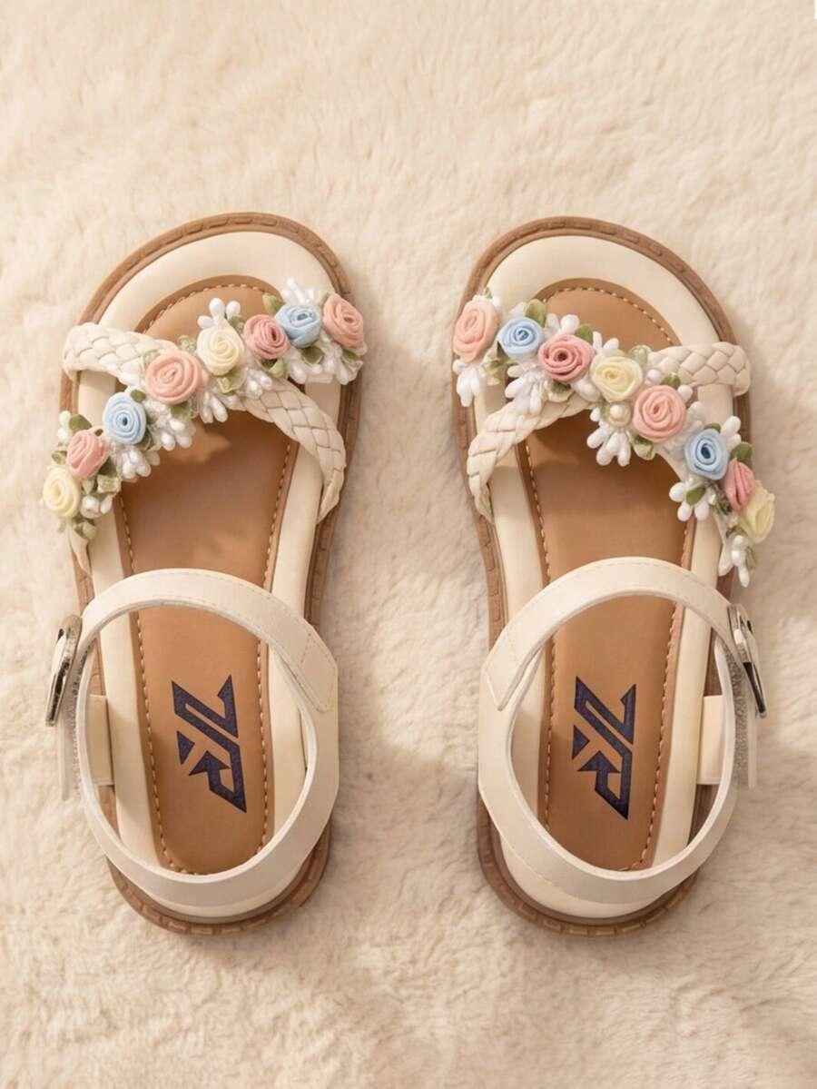 SHEIN BEŻOWE SANDAŁY KWIATY S06__32