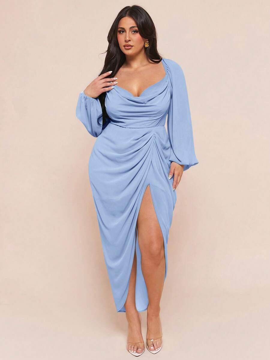 SHEIN NIEBIESKA SUKIENKA MARSZCZENIE S06__XXL