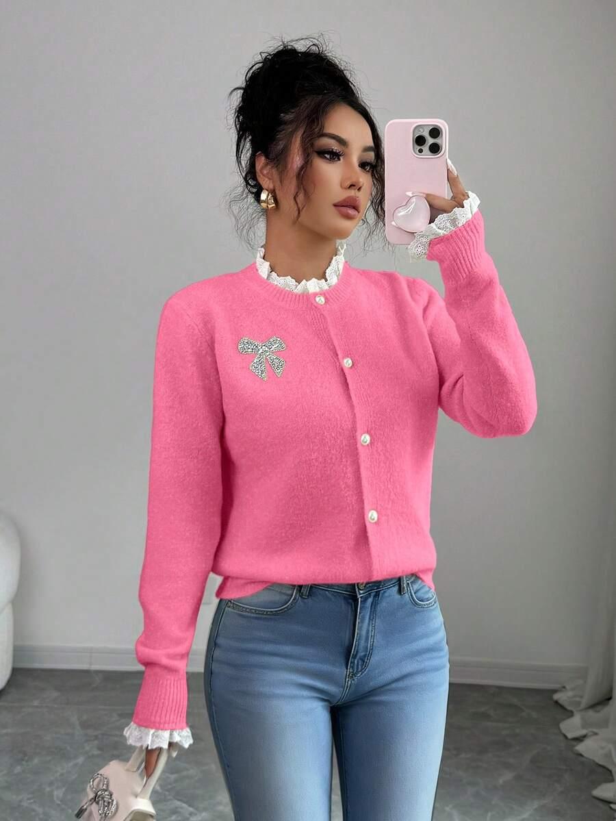 ELENZGA RÓŻOWY SWETER KARDIGAN S06__L