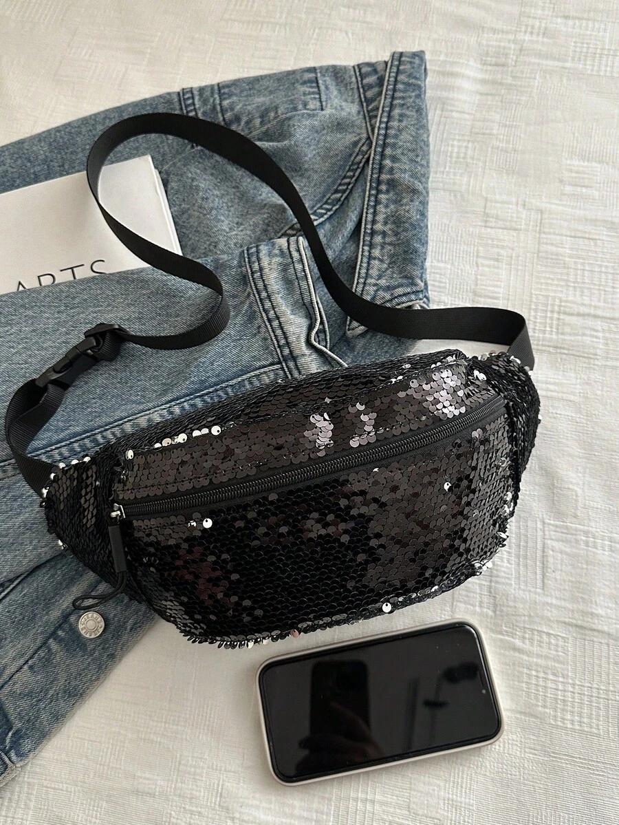 SHEIN CZARNA NERKA CEKINY S07__35X17