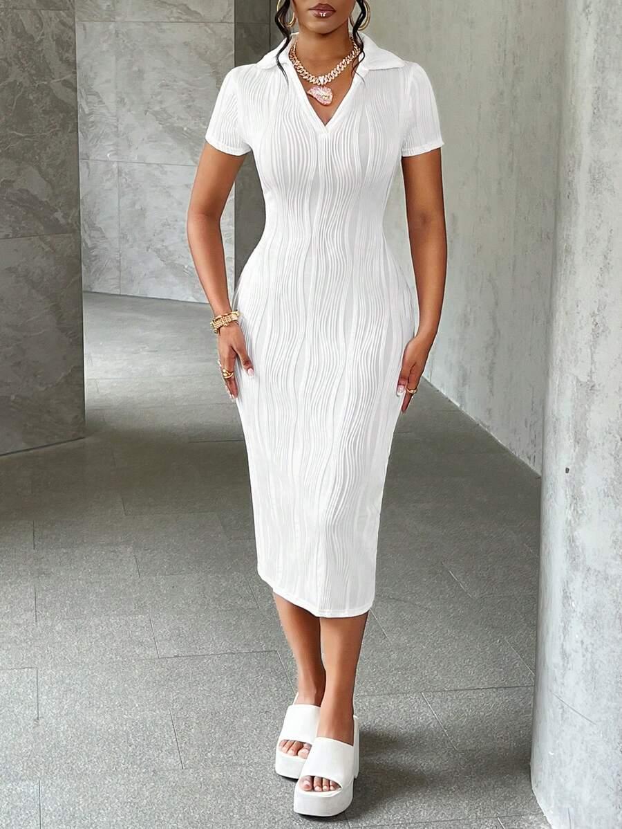SHEIN BIAŁA MIDI SUKIENKA S06__M