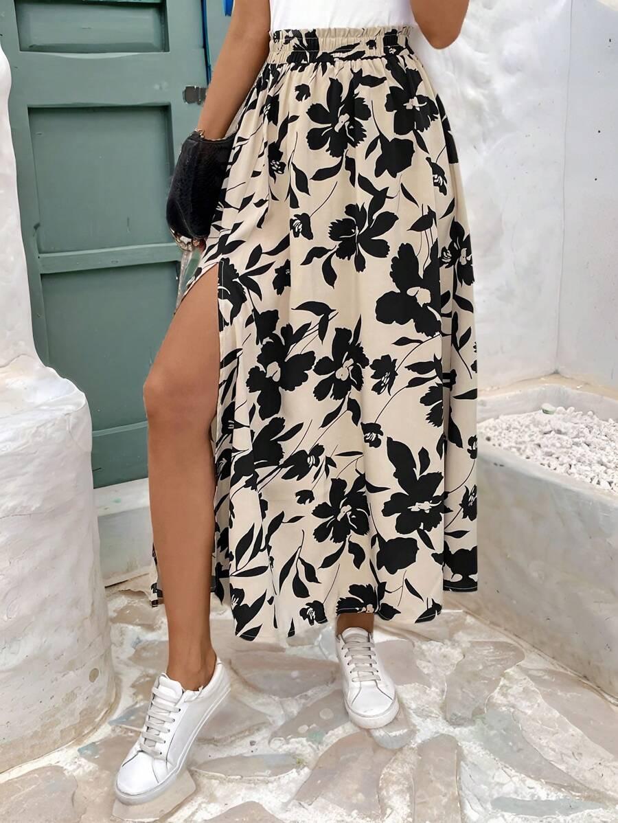 SHEIN SPÓDNICA MAXI W KWIATY S06__S