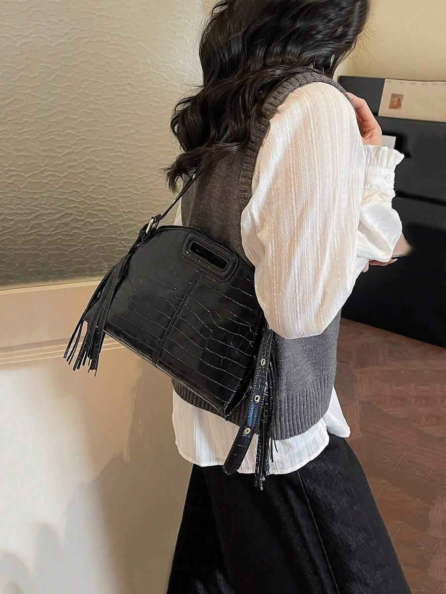 SHEIN CZARNA TOREBKA IMITACJA SKÓRY S07__26X20CM