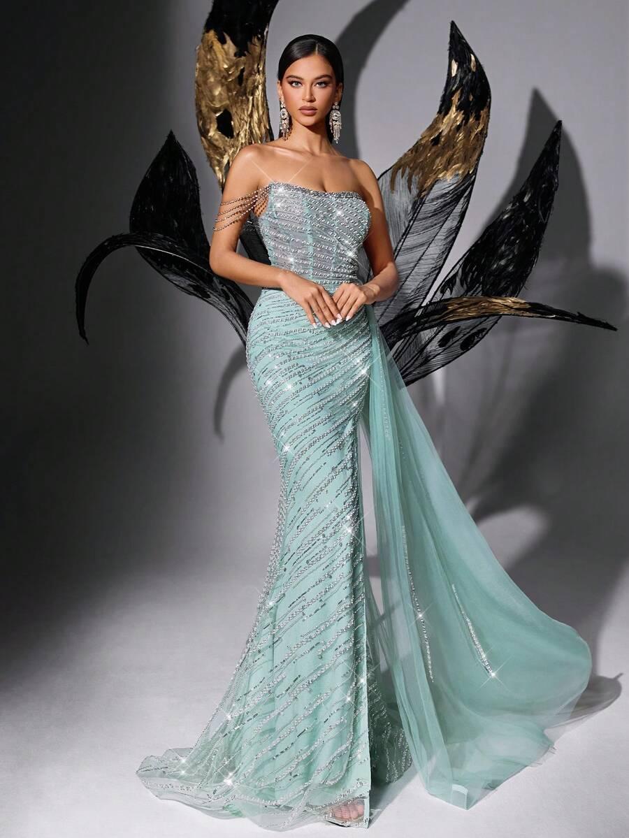 LUVISTRUE ZDOBIONA MAXI SUKIENKA S06__L