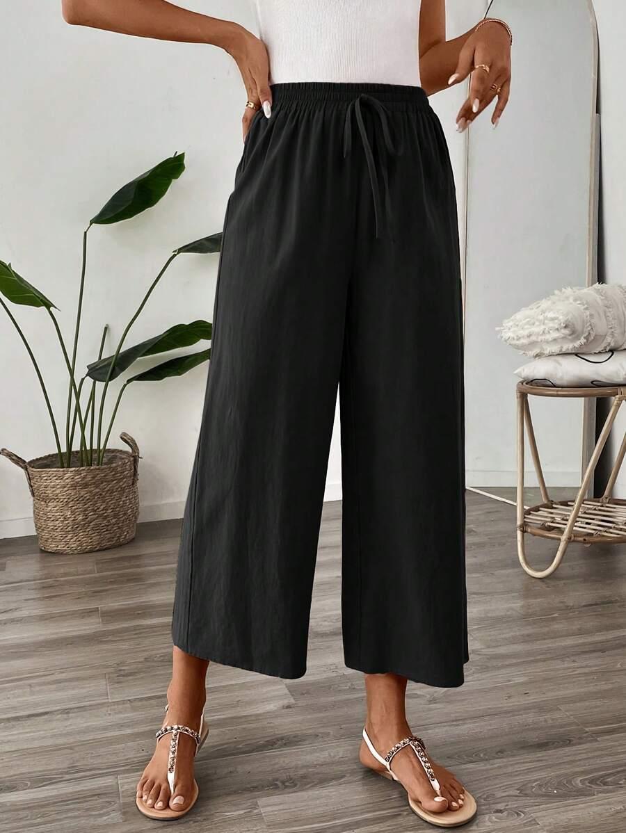 SHEIN CZARNE SPODNIE WYSOKI STAN S06__L