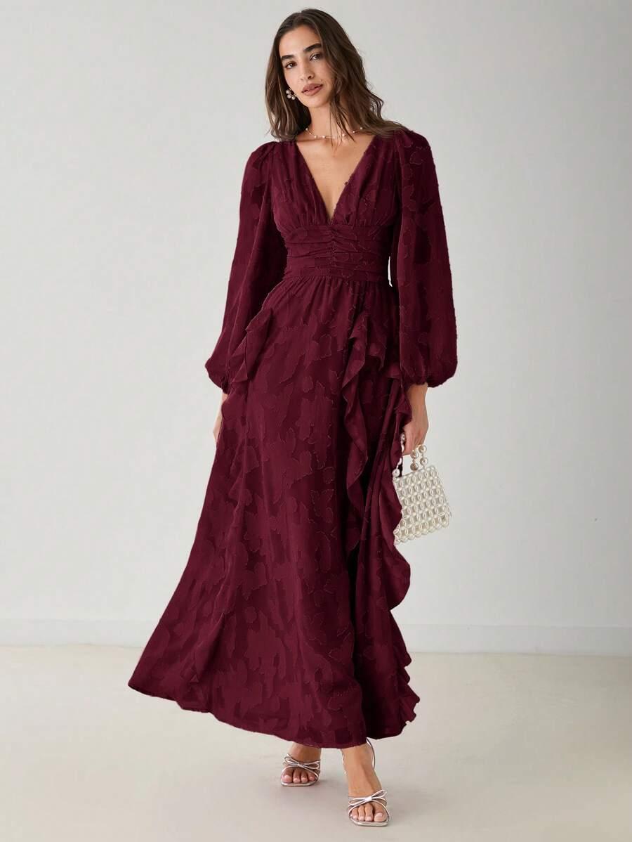 SHEIN BORDOWA MAXI SUKIENKA S06__L