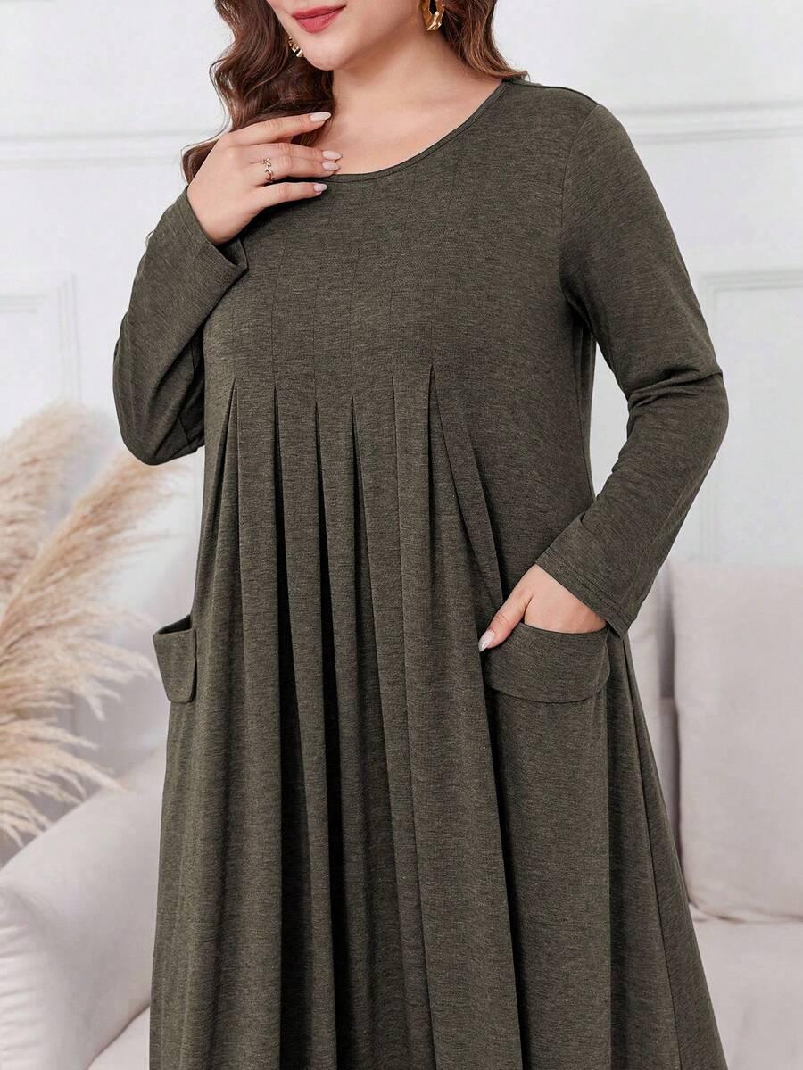 SHEIN MAXI SUKIENKA DŁUGI RĘKAW PLISY PK01__46