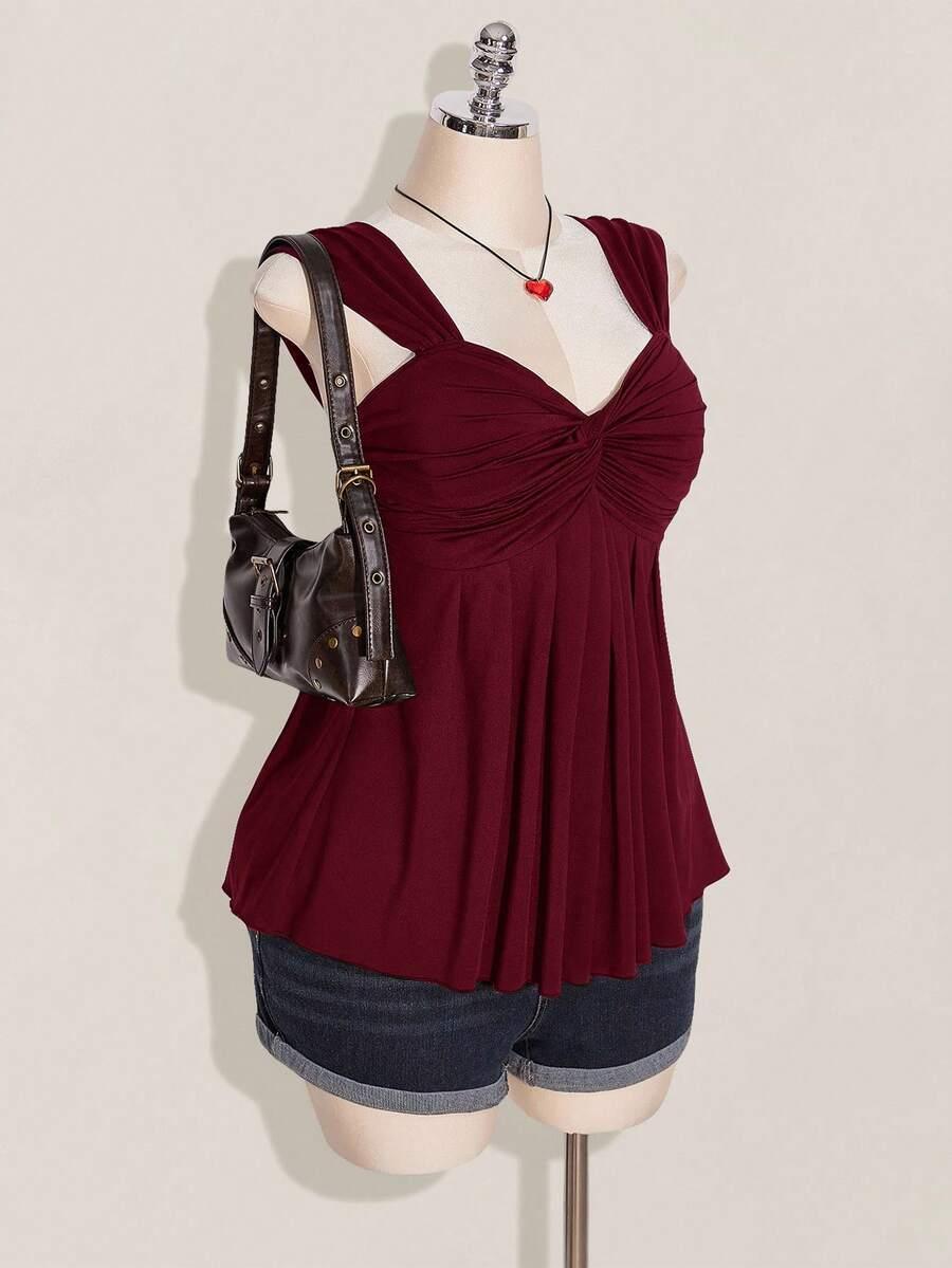 SHEIN BORDOWA BLUZKA BEZ RĘKAWÓW S09__48