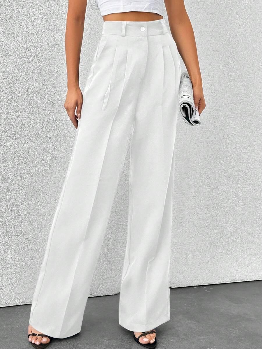 SHEIN BIAŁE SPODNIE WYSOKI STAN S06__XL