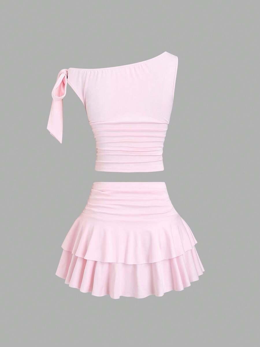 SHEIN RÓŻOWY TOP MARSZCZENIE S06__L