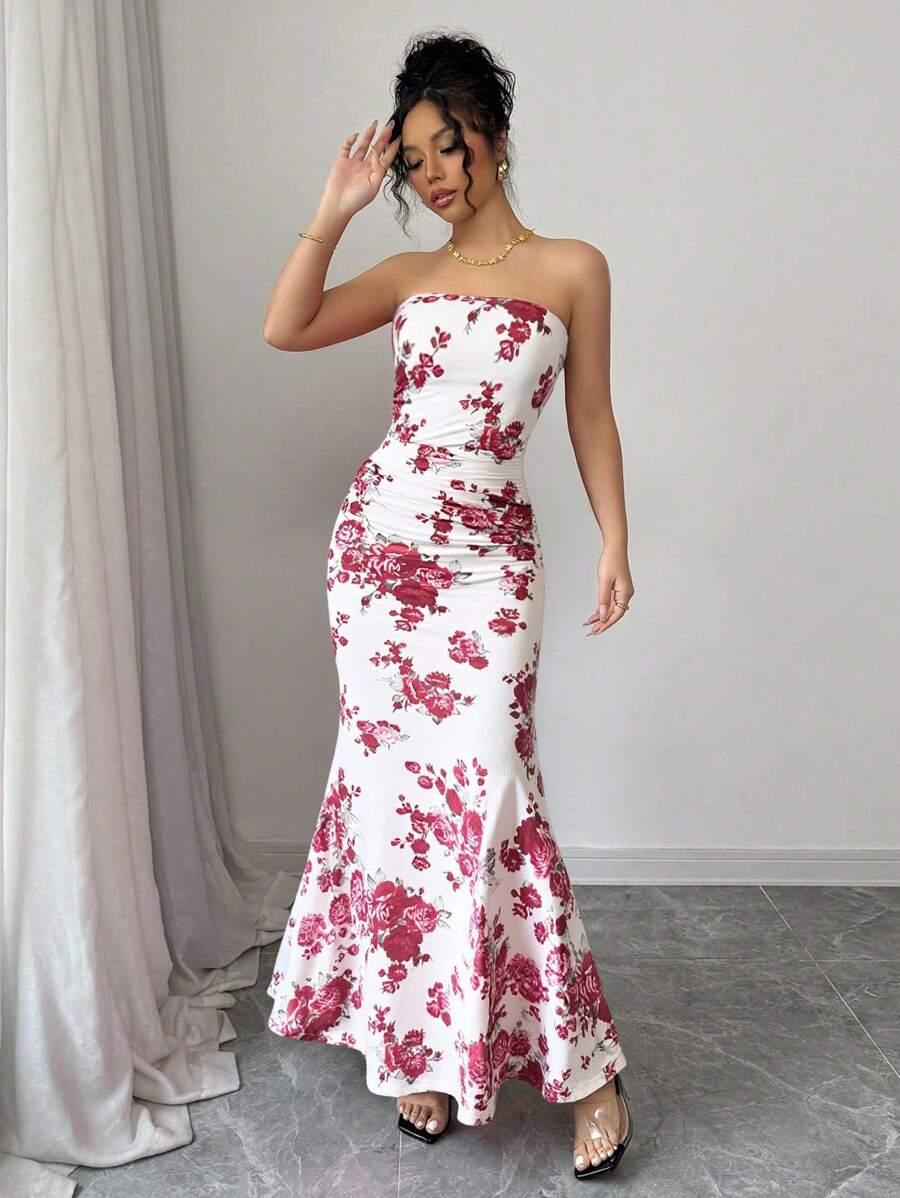 RAFFERIZA MAXI SUKIENKA WZÓR KWIATY S06__S