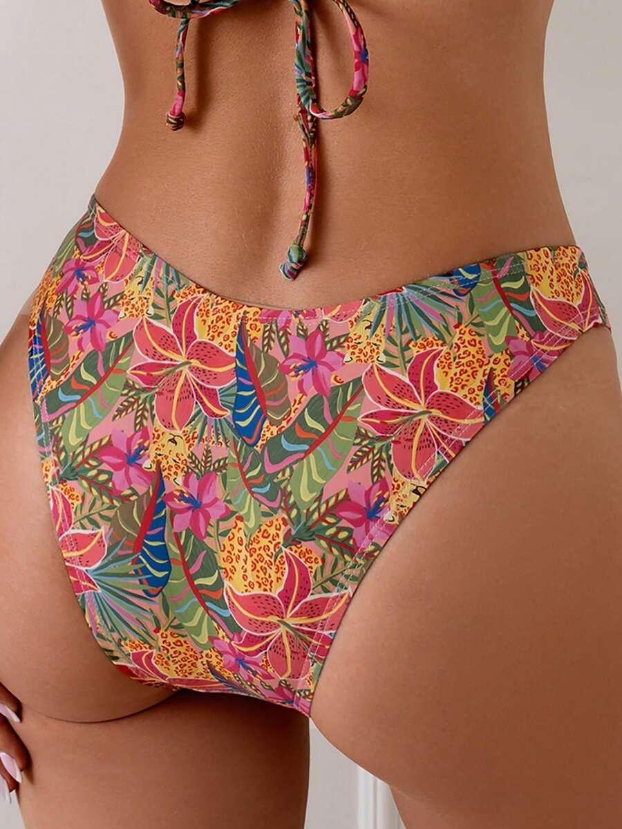 SHEIN DÓŁ OD BIKINI WZÓR TROPIKALNY S09__M