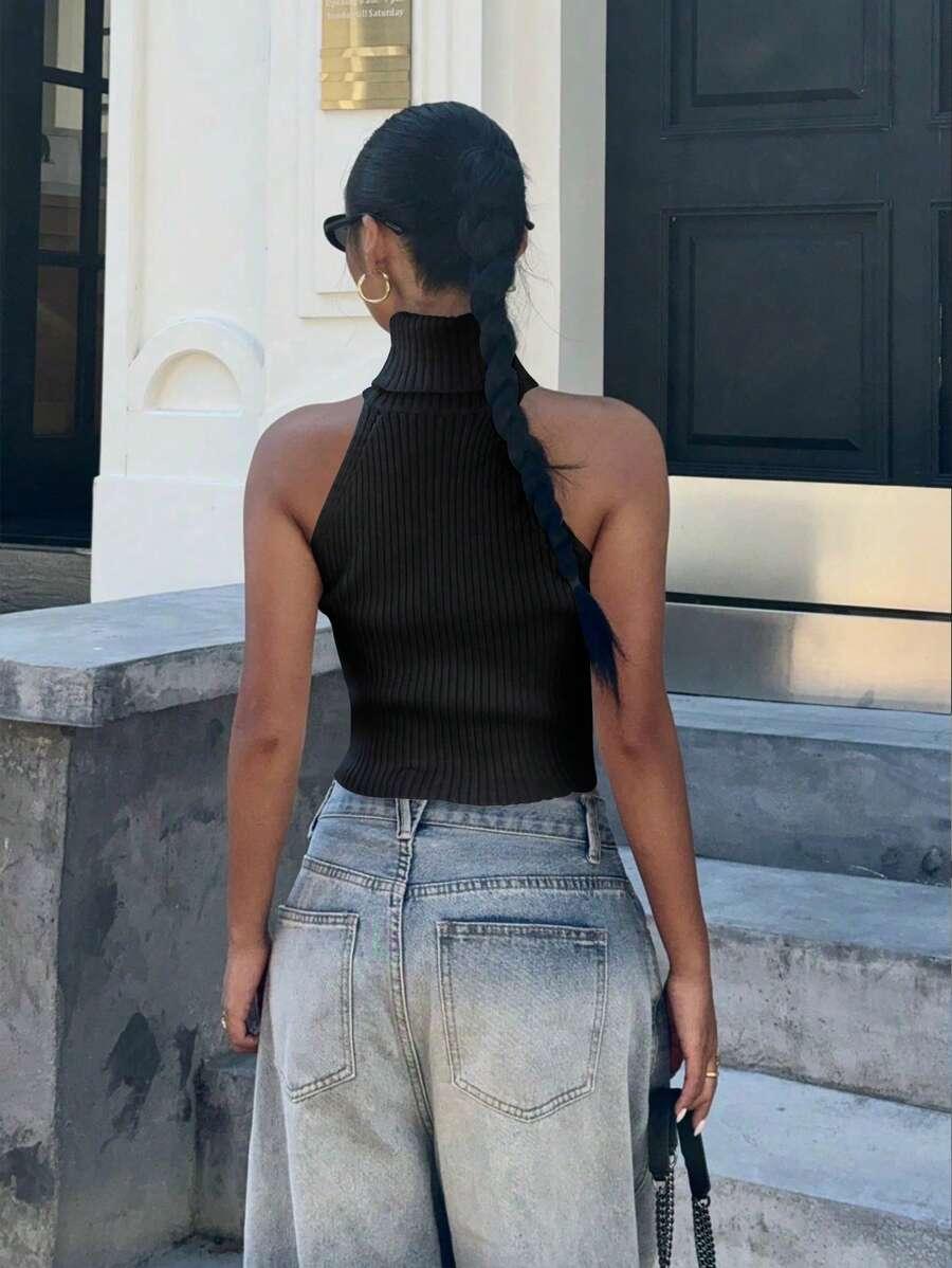 SHEIN CZARNY TOP PRĄŻKI S06__S