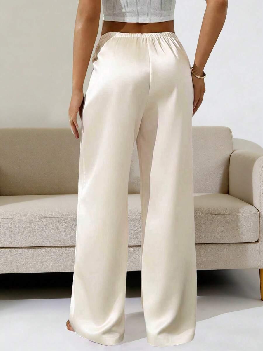 EMERY ROSE SATYNOWE PROSTE SPODNIE S06__M