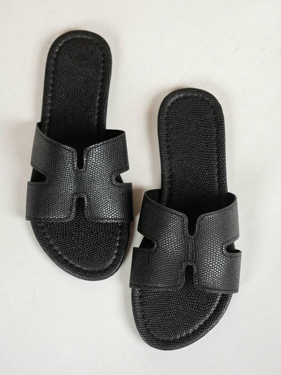 SHEIN CZARNE KLAPKI IMITACJA SKÓRY S06__36