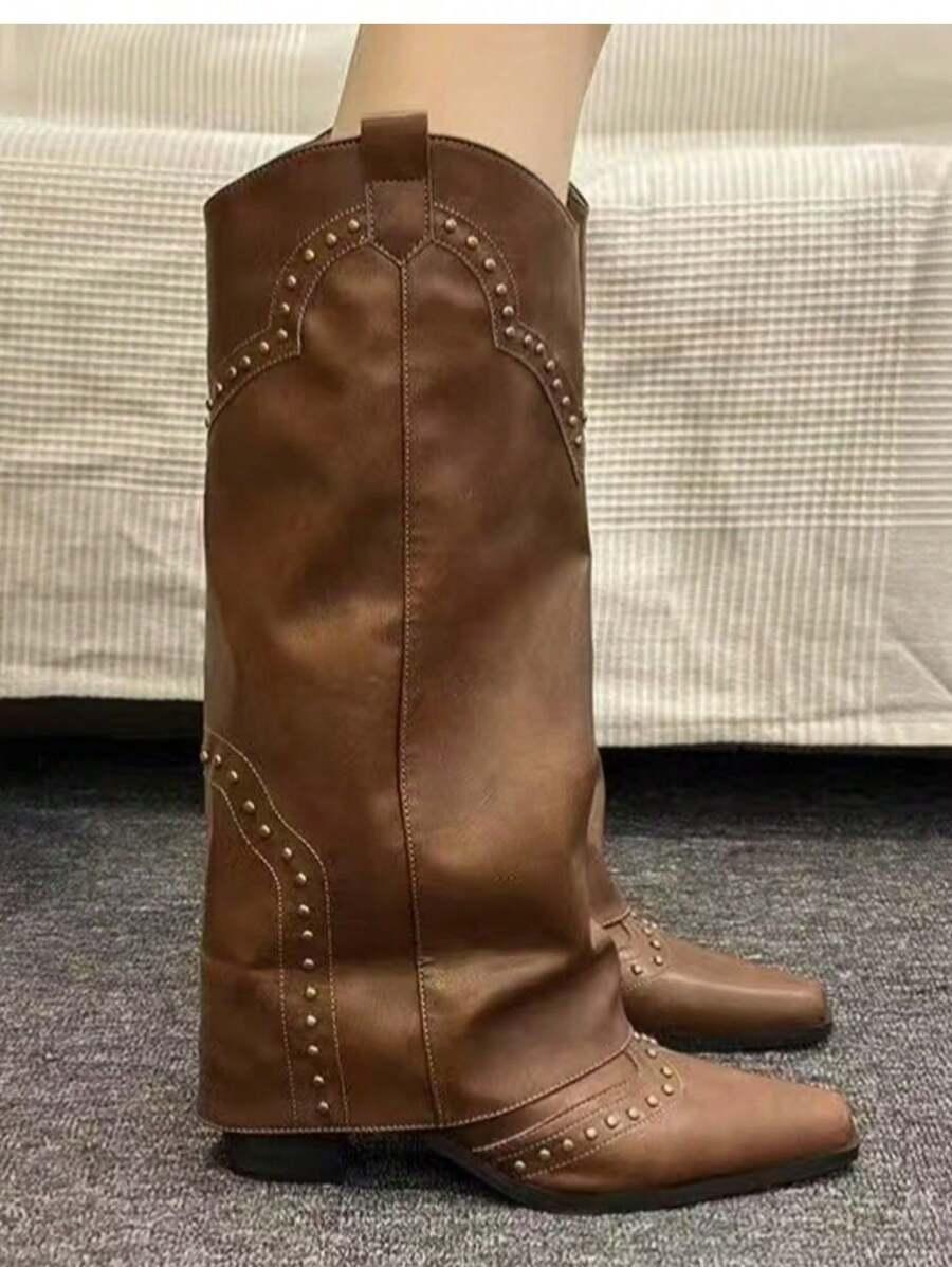 SHEIN BRĄZOWE KOZAKI IMITACJA SKÓRY W01__36,5