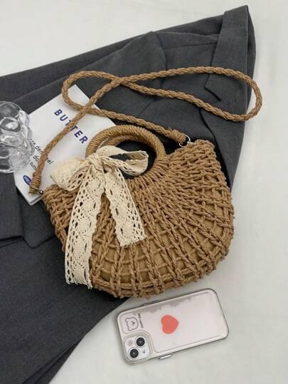 SHEIN BRĄZOWA PLECIONA TOREBKA S07__28X18