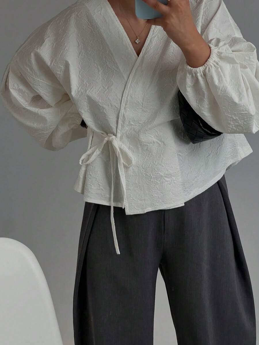 SHEIN BIAŁĄ BLUZKA WIĄZANIE S06__XS