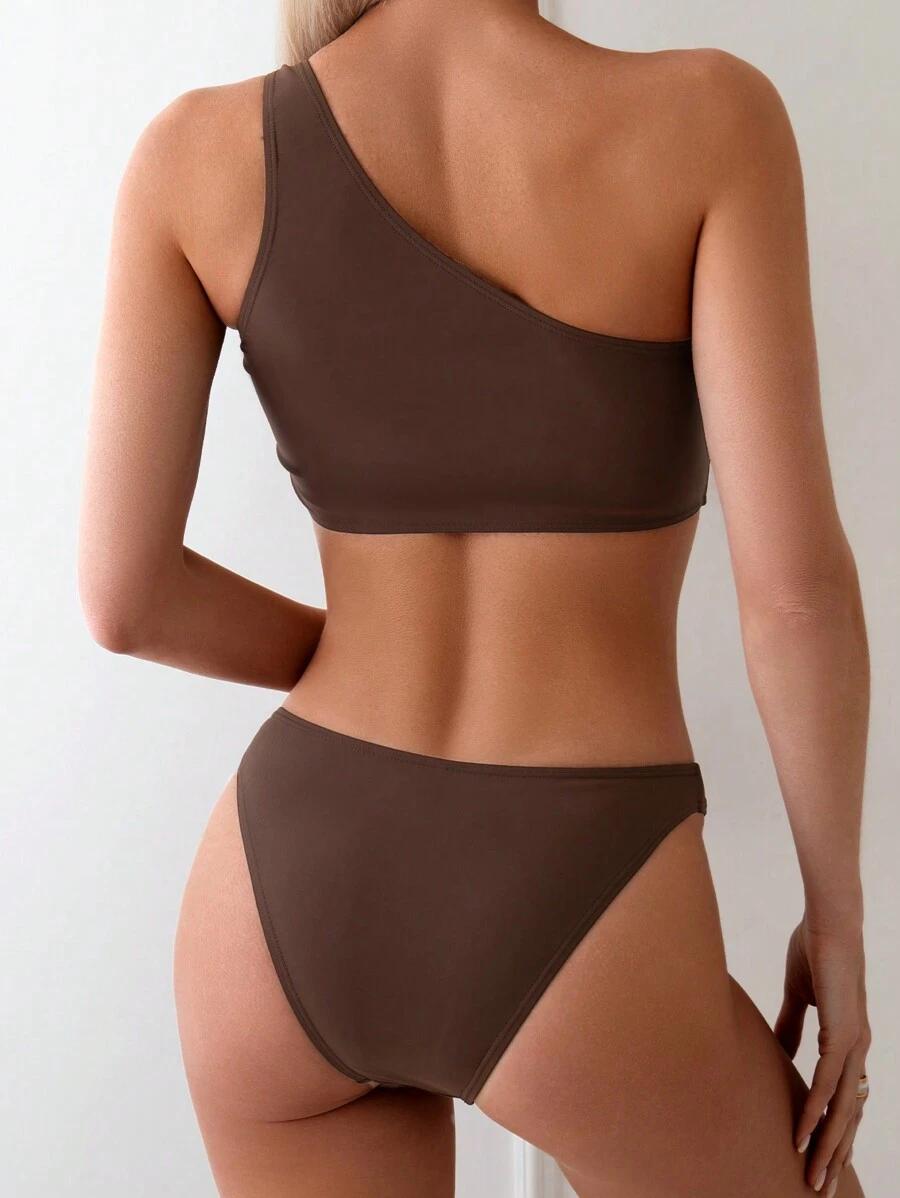 SHEIN BRĄZOWY DWUCZĘŚCIOWY STRÓJ KĄPIELOWY S06__M