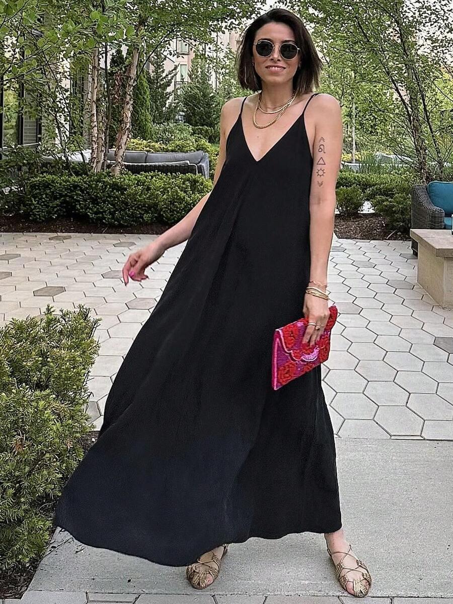 SHEIN CZARNA MAXI SUKIENKA S06__M