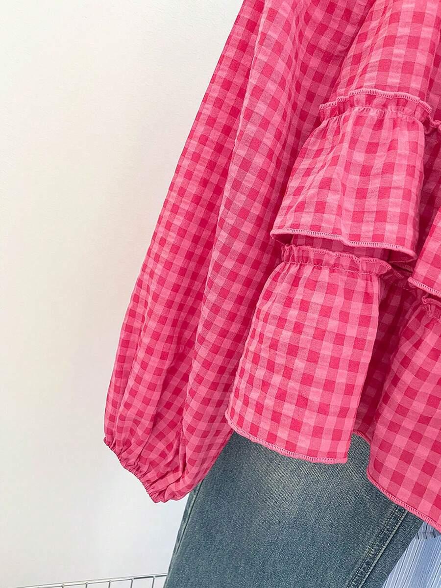 SHEIN RÓŻOWA BLUZKA KRATKA S06__XL