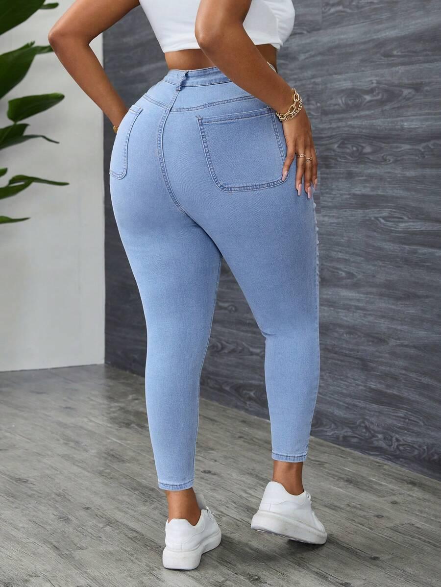 SHEIN NIEBIESKIE SPODNIE JEANSOWE S06__54