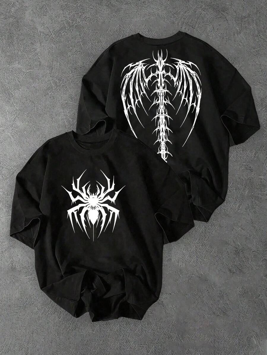MANFINITY CZARNY T-SHIRT NADRUK S06__S