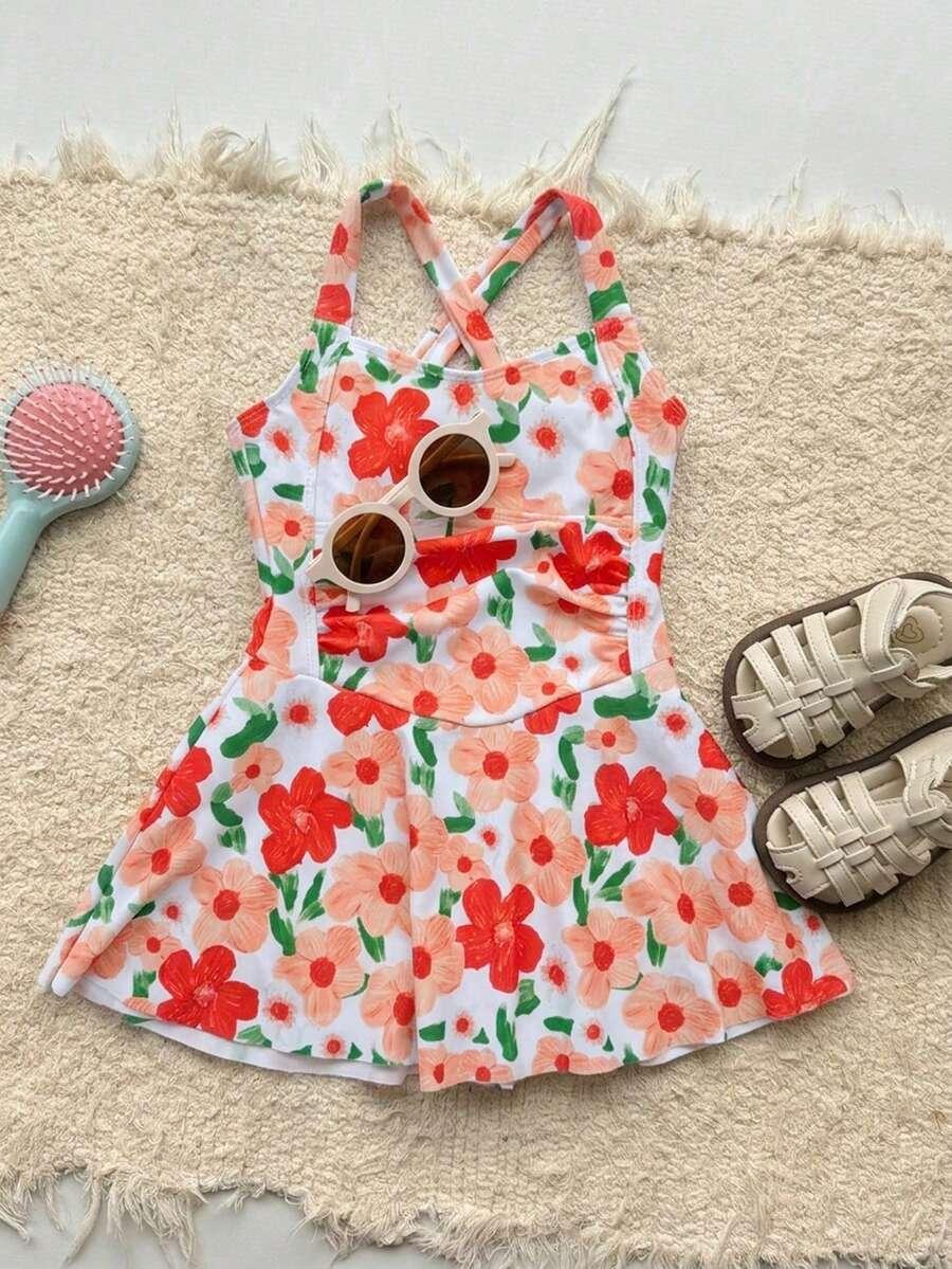DAZY KIDS JEDNOCZĘŚCIOWY STRÓJ KĄPIELOWY KWIATY S09__128-134