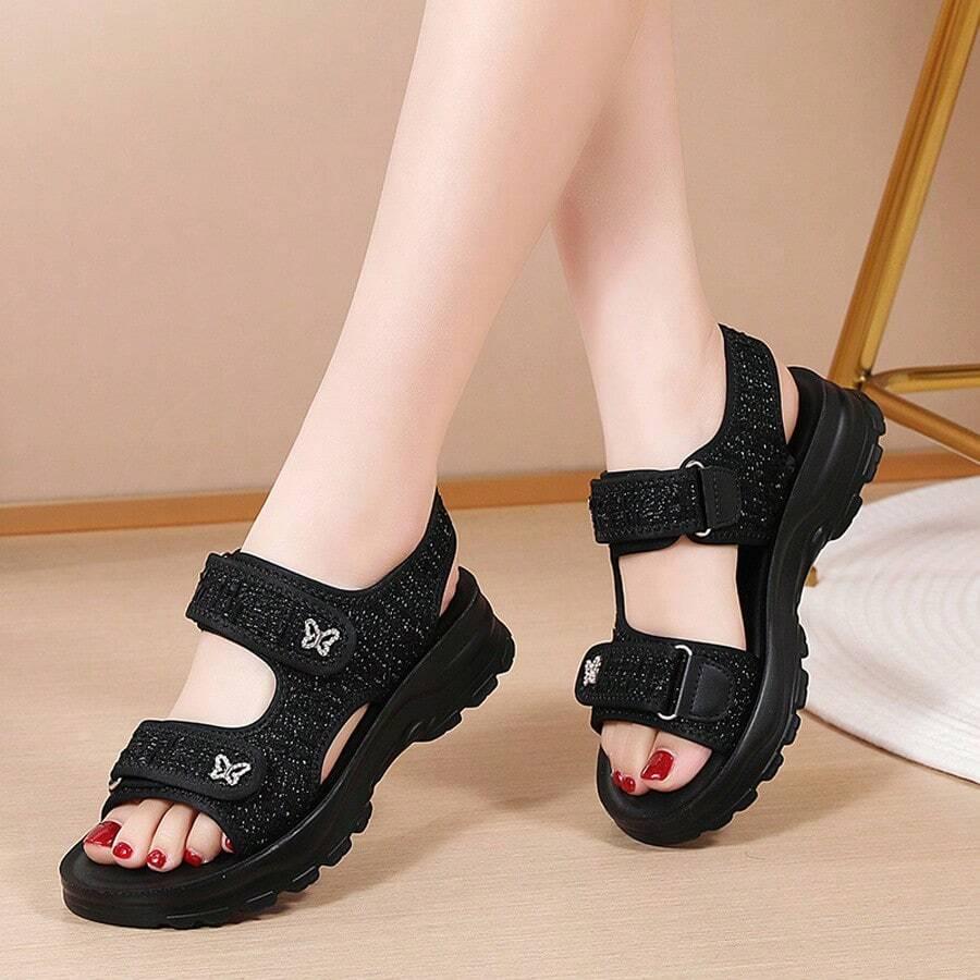 SHEIN CZARNE SANDAŁY RZEPY S06__38
