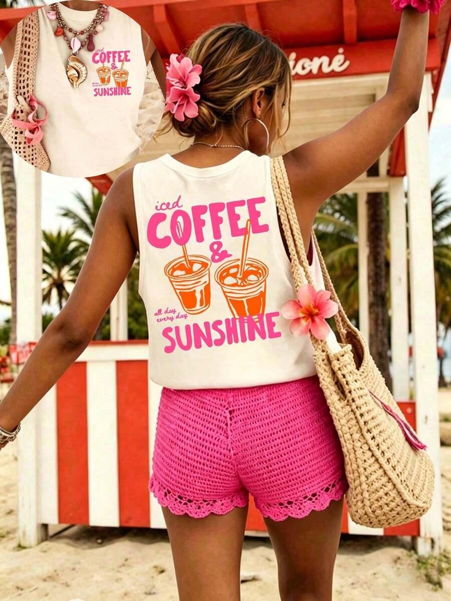 SHEIN KREMOWA BLUZKA BE RĘKAWÓW PRINT S09__48