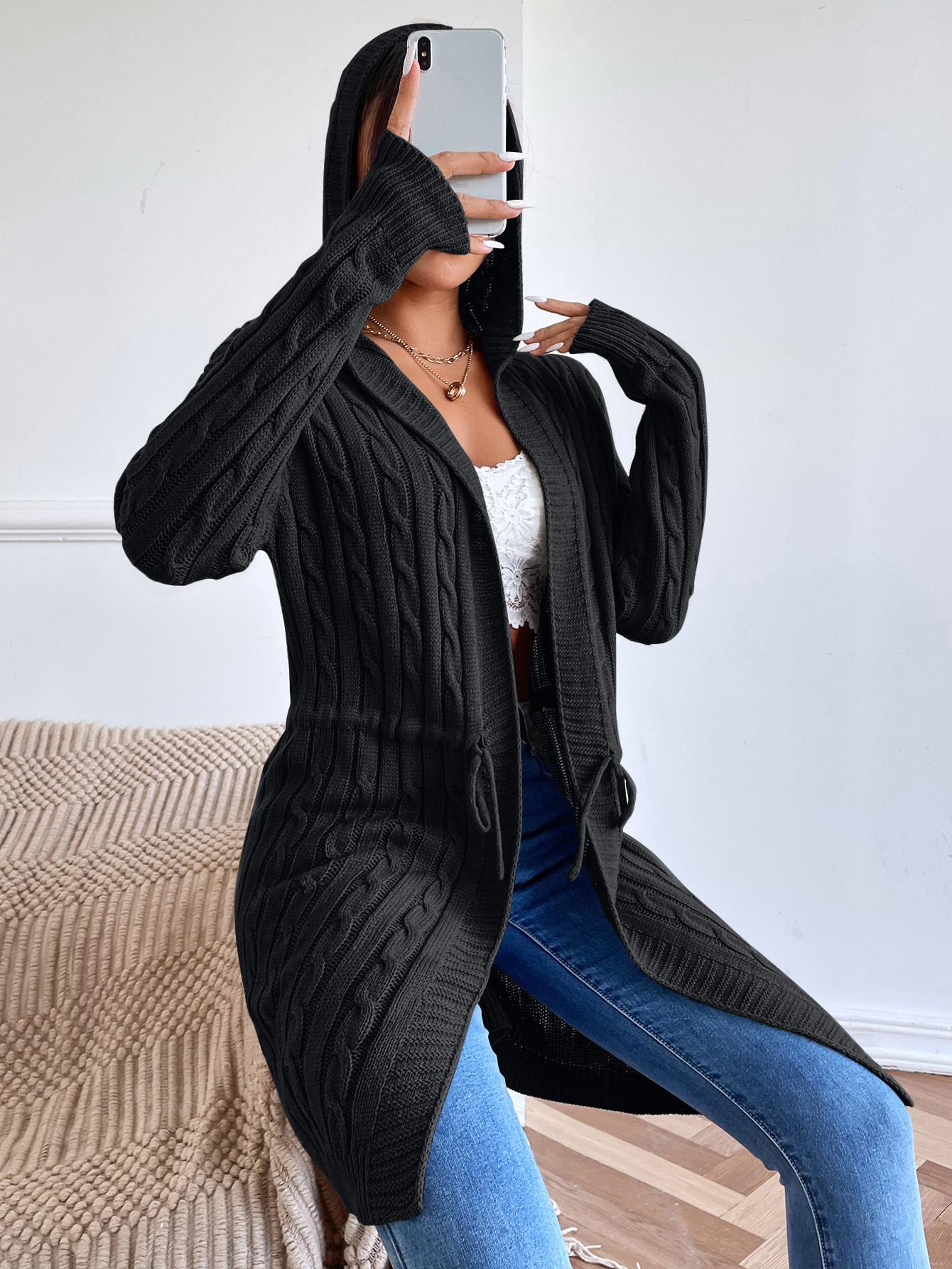SHEIN CZARNY DZIANINOWY SWETER S06__M