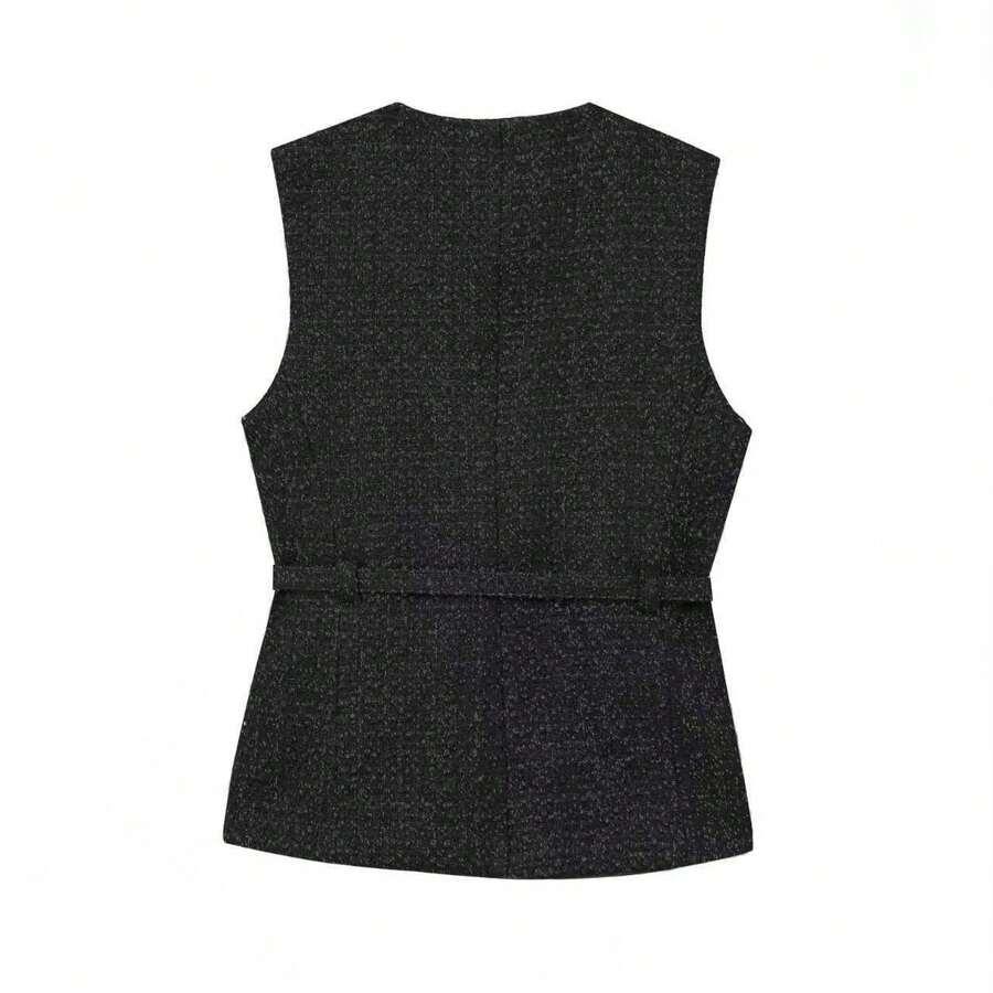 SHEIN CZARNA KAMIZELKA GUZIKI S06__M