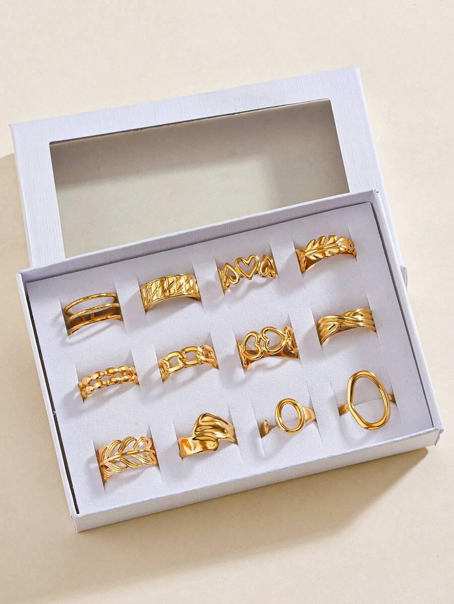 SHEIN ZŁOTY PIERŚCIONEK 12-PACK S07__