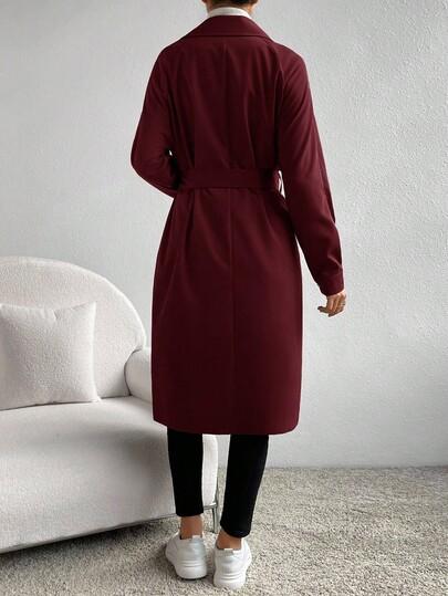 SHEIN BORDOWY PŁASZCZ GUZIKI W01__M