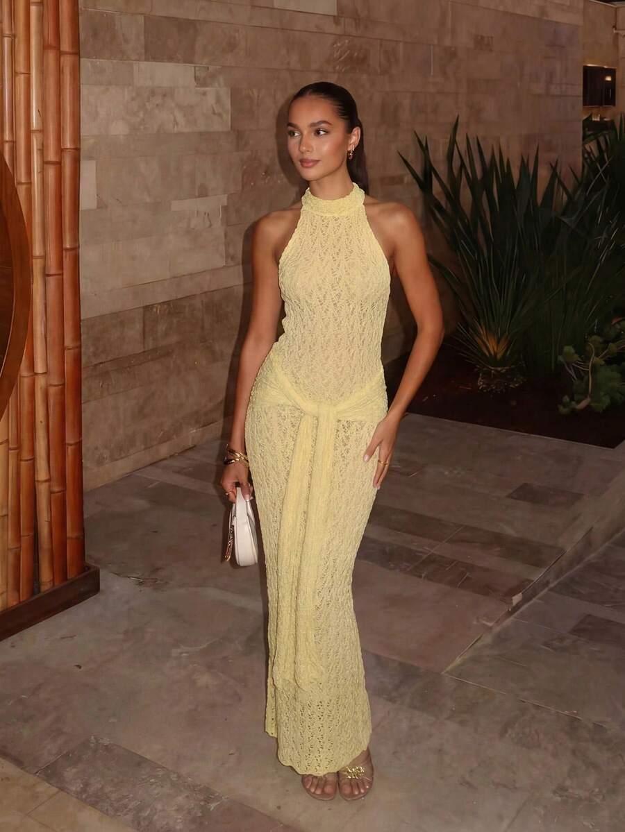 SHEIN ŻÓŁTA MAXI SUKIENKA S06__S