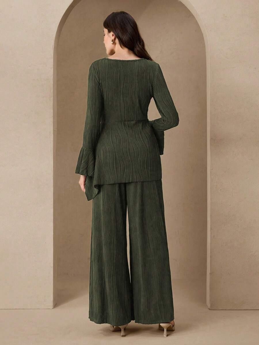 MODELYN ZIELONY KOMPLET BLUZKA SPODNIE S06__XS