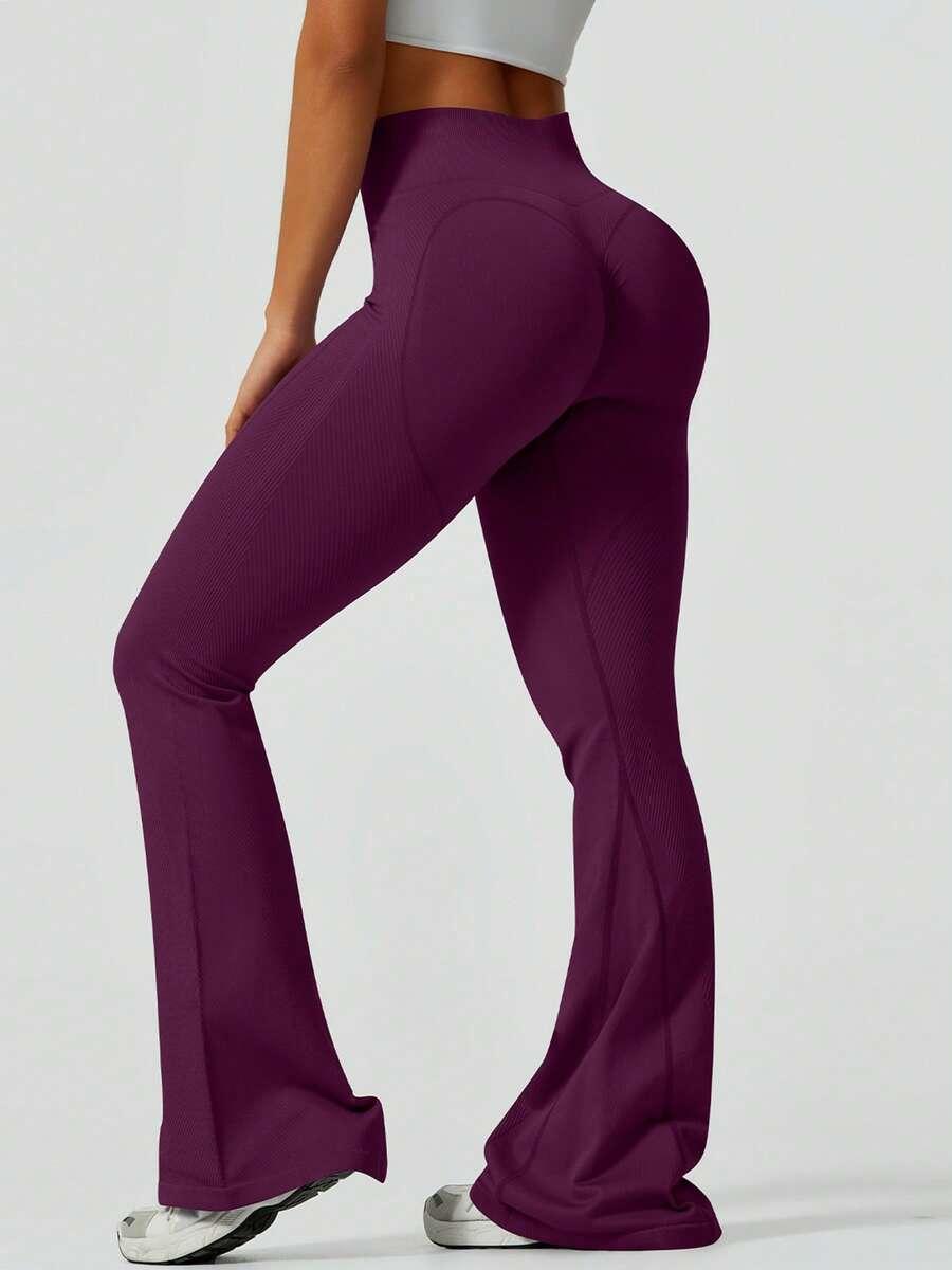 SHEIN FIOLETOWE LEGGINSY DZWONY S06__L