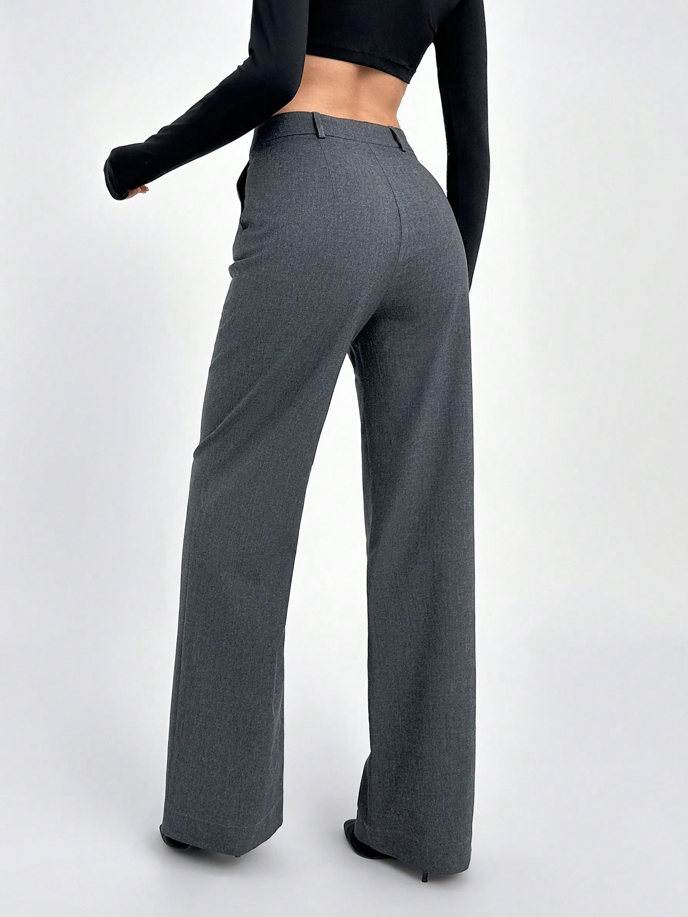 SHEIN SZARE SPODNIE PROSTA NOGAWKA S06__L