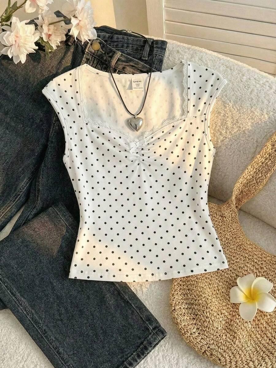 SHEIN BIAŁA BLUZKA GROSZKI S06__140-146