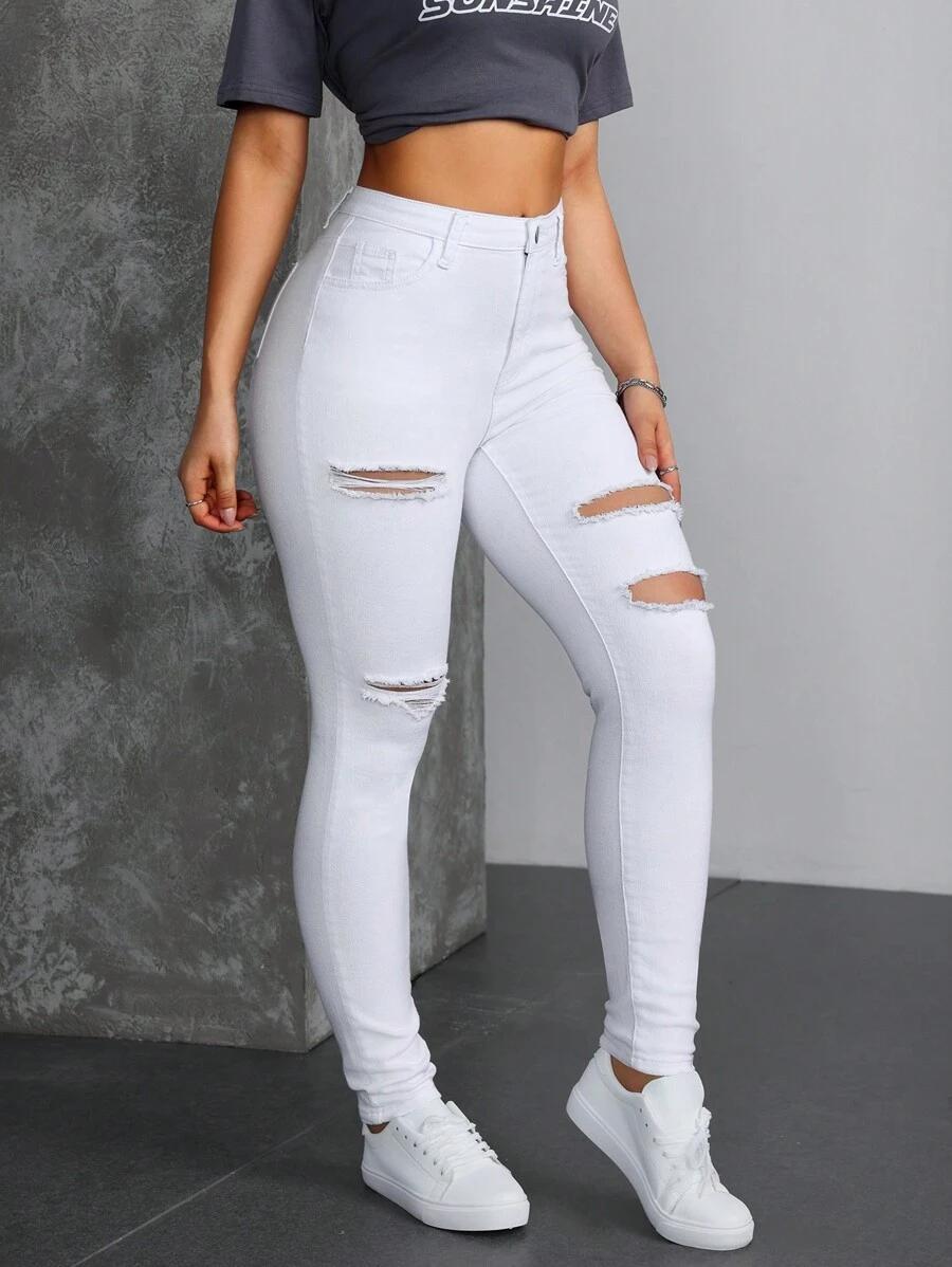SHEIN BIAŁE JEANSY RURKI S06__M