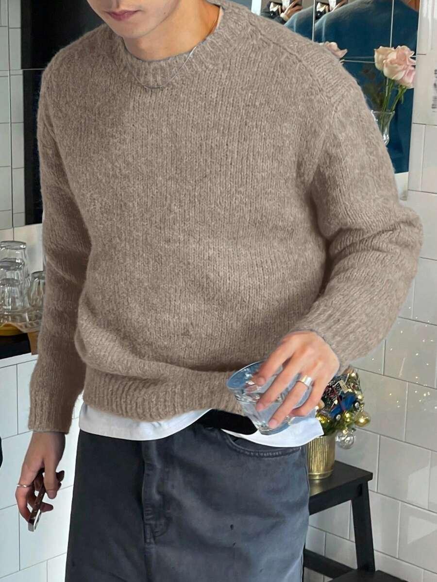DAZY BEŻOWY SWETER OKRĄGŁY DEKOLT S06__M