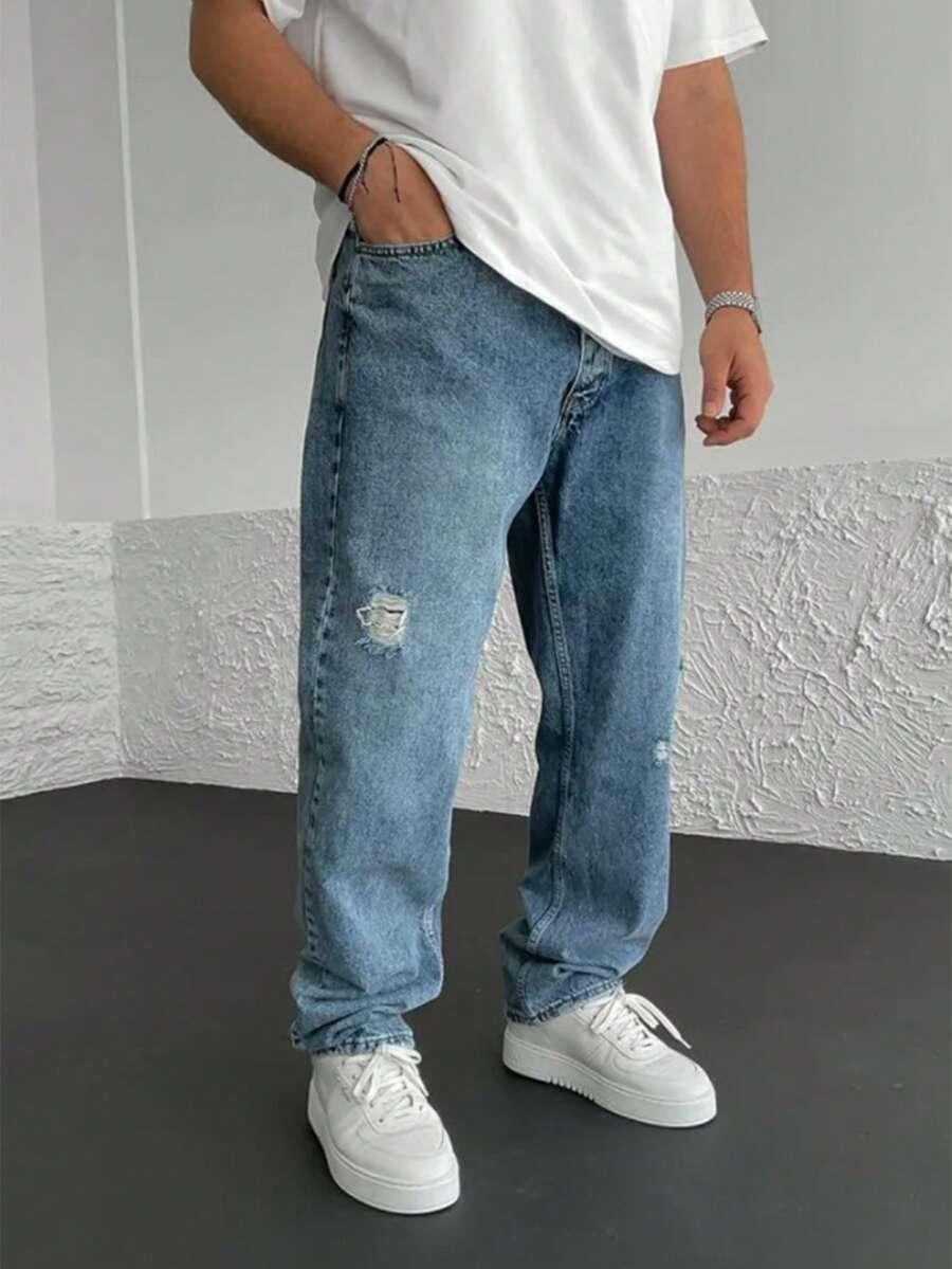 SHEIN NIEBIESKIE SPODNIE JEANSY S06__S
