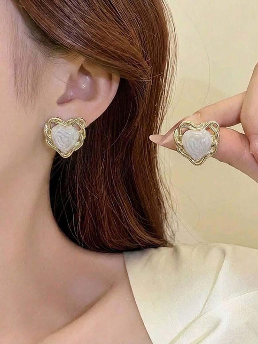 SHEIN KOLCZYKI ZDOBIENIE SERCE S07
