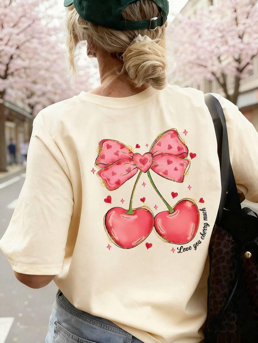SHEIN BEŻOWY T-SHIRT PRINT S06__S